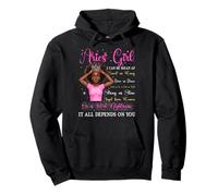 Aries Girl Black Queen Zodiac Birthday Afro Mujer Rosa Sudadera con Capucha