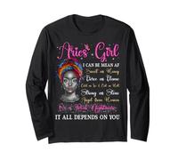 Aries Girl Black Queen Zodiac Cumpleaños Afro Mujeres Manga Larga