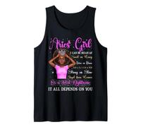 Aries Girl Black Queen Zodiac Cumpleaños Afro Mujeres Púrpura Camiseta sin Mangas