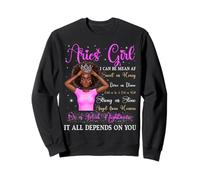 Aries Girl Black Queen Zodiac Cumpleaños Afro Mujeres Púrpura Sudadera