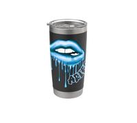 Aries Labios Goteando Azul Claro Gráfico Del Zodíaco Estético Vaso térmico de acero inoxidable de doble pared
