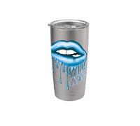 Aries Labios Goteando Azul Claro Gráfico Del Zodíaco Estético Vaso térmico de acero inoxidable de doble pared