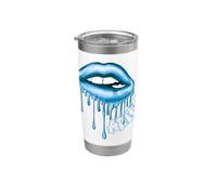 Aries Labios Goteando Azul Claro Gráfico Del Zodíaco Estético Vaso térmico de acero inoxidable de doble pared