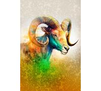 Aries Ram Art Journal | Lined Notebook 6x9 120 Pages | Hand-Painted Cover by Fred Barca | Animal Art | Zero AI Original Fine Art | fredbarcaart.com