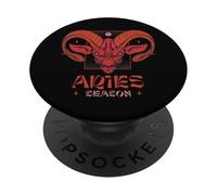 Aries Temporada Ram Head Zodíaco Signo de Fuego Horóscopo Astrología PopSockets PopGrip Adhesivo