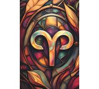 Aries Zodiac Journal - Faux-Iridescent Stained Glass Design, 6x9 Lined Notebook: Fantasy-Inspired Celestial Cover | Mystical Astrology Gift | Moody Folklore Style