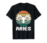 Aries Zodiac Retro Sunset Graphic Astrología Signo Camiseta