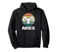 Aries Zodiac Retro Sunset Graphic Astrología Signo Sudadera con Capucha