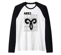 Aries Zodiac Tipografía Retro Vintage Astrología Cumpleaños Camiseta Manga Raglan