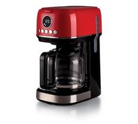 Ariete 1396/00 Moderna cafetera de filtro, Café de goteo, Capacidad hasta 15 tazas, Base calefactora, Pantalla LCD, Filtros extraíbles y lavables, Roja