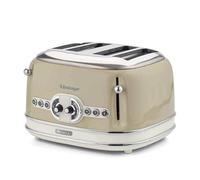 Ariete 156/03 - Tostador 4 ranuras paredes frías, sistema expulsión automática, 1600 W, acero inoxidable, pies antideslizantes, beige