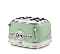 Ariete 156/04 - Tostador 4 ranuras anchas paredes frías, sistema expulsión automática, 1600 W, acero inoxidable, pies antideslizantes, verde pastel