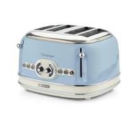 Ariete 156/05 - Tostador 4 ranuras paredes frías, sistema expulsión automática, 1600 W, acero inoxidable, pies antideslizantes, azul pastel