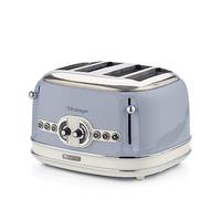 Ariete 156/05 - Tostador 4 ranuras paredes frías, sistema expulsión automática, 1600 W, acero inoxidable, pies antideslizantes, azul pastel