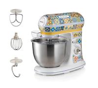 Ariete 1588 Amasadora Planetaria Positano - Pan, pizza y postres - 7 Velocidades - 3 Batidores - 5,5 Litros - Acero Inoxidable - 2400 Vatios