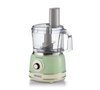Ariete 1781 - Robot de cocina vintage, hacha, amasado, rodaja y rallador, cuchillas de acero inoxidable, 2 velocidades+pulse, para pan, pizza, postres y batir la crema, capacidad 1,2 L, 1000 W, verde