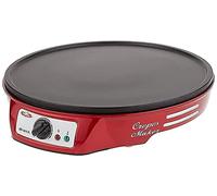 Ariete 183 CREPERA PARTY TIME, 1000 W, termostato regulable, revestimiento antiadherente, 2 espátulas de madera, indicador luminoso encendido, apagado y listo para usar, Negro, Rojo