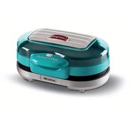 Ariete 205 Hamburguesera Party Time, máquina de hamburguesas, 1200 W, placas antiadherentes dobles, 2 compartimentos, fácil de limpiar, azul claro