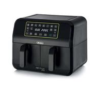 Ariete 4623 Airy Fryer Dual, Freidora de aire con doble cesta, 1700 W, capacidad 8 L, 3 funciones de cocción, panel digital LED táctil, 8 programas preestablecidos, temporizador, 2 cestas, negro