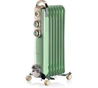 Ariete 837 - Radiador de aceite vintage, 7 elementos calefactores, 3 niveles de potencia, asa para fácil transporte, máx. 1500 W, color verde