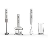 Ariete Batidora de inmersión con picadora Breakfast 606, batidora de inmersión, Minipimer con 2 velocidades, hoja de acero inoxidable, pata extraíble, vaso transparente graduado, 700 W, blanco