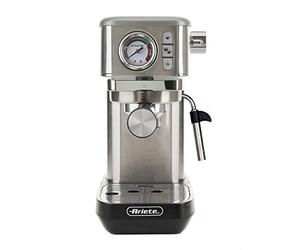 Ariete Espresso Slim Metal 1381, cafetera con manómetro, compatible con café en polvo y monodosis ESE, 15 bares máximos, filtro 1 o 2 tazas, lanza para capuchino, 1300 W, color plateado
