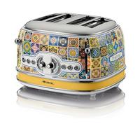Ariete Tostadora Positano 156, 1630W, 4 rebanadas, 6 niveles de dorado, bandeja para migas, función de descongelación, expulsión automática, sin pinzas