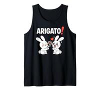 Arigato! Funny Chibi Anime Bunny Kawaii Manga Comedia Camiseta sin Mangas
