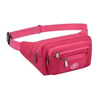 Ariineer Impermeable Riñoneras Hombre Mujer Grandes Riñoneras de Marcha Running de Acampada y Marcha Bolsos de Gimnasio Bolsos Bandolera para Hombre Mujer (Rosa Roja)