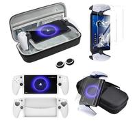 AriKroii Funda de Playstation Portal Remote Player, 4 en 1 Accesorios PS Portal Case con Funda Silicona, 2 Paquetes de Protector Pantalla de Cristal Templado & 2 Tapas para el Pulgar