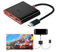 AriKroii Switch 2 TV Dock, Docking Station para Nintendo Switch 2, soporte de carga portátil 3 en 1 con 4K HDMI/USB 3.0/PD 100 W, base de carga de repuesto para oficiales (negro y rojo)