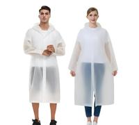 Arimsoa 2 Poncho de Lluvia Reutilizable, EVA Chubasquero con Capucha Poncho Impermeable para Mujer y Hombre (FR/ES, Alpha, One Size, Plus, Regular, Blanco)