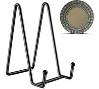 Arimsoa Soportes de placa para exhibición, soporte de placa de metal de 6 pulgadas, soporte de exhibición de mesa, caballetes de hierro negro para platos decorativos/marcos de fotos/fotos, paquete de