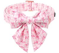 ARING PET Collar de perro con lazo, color rosa, con lazo y hebilla de metal, collar de algodón suave y cómodo para niños y niñas