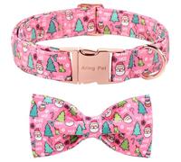 ARING PET Collar de perro con pajarita de Navidad, collar de perro rosa con lazo, lindo collar de pajarita de Papá Noel con hebilla de metal para niños y niñas perros