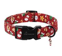 ARING PET Collar de perro de Navidad, collar de perro de Papá Noel con cierre rápido de hebilla de plástico, cómodo collar rojo de invierno para niños y niñas perros