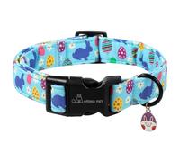 ARING PET Collar de perro de Pascua, conejo azul, collar de huevo de Pascua con cierre rápido de hebilla de plástico para niños y niñas perros