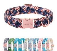 ARING PET Collar de perro del 4 de julio, bandera patriótica de Estados Unidos, resistente color azul, rojo, blanco, para cachorros, pequeños, medianos, grandes, para desfiles de independencia, fotos