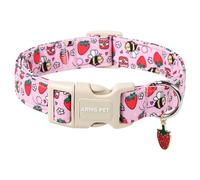 ARING PET Collar de verano para perro - Motivo de fresa - Con cierre rápido de plástico - Cómodo - De algodón - Para niños y niñas