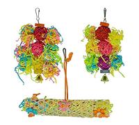 ArinkO Juguetes para Loros forrajeros de 3 Piezas con diseño Colgante, Campanas Incluidas, Ideal para cacatúas, cacatúas, periquitos y más
