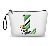 ARIOSEY Neceser de maquillaje con inicial pequeña para mujer, profesora, amiga, niña, regalo de graduación, regalo de cumpleaños de fútbol, Soccer, Large (4