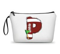 ARIOSEY Neceser de maquillaje con inicial pequeña para mujer, profesora, amiga, niña, regalo de graduación, regalo de cumpleaños de fútbol, Fútbol, P
