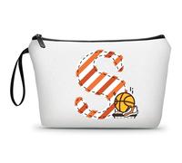 ARIOSEY Neceser de maquillaje con inicial pequeña para mujer, profesora, amiga, niña, regalo de graduación, regalo de cumpleaños de fútbol, Baloncesto