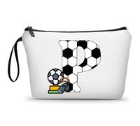 ARIOSEY Neceser de maquillaje con inicial pequeña para mujer, profesora, amiga, niña, regalo de graduación, regalo de cumpleaños de fútbol, Soccer