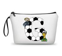 ARIOSEY Neceser de maquillaje con inicial pequeña para mujer, profesora, amiga, niña, regalo de graduación, regalo de cumpleaños de fútbol, Soccer