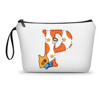 ARIOSEY Neceser de maquillaje con inicial pequeña para mujer, profesora, amiga, niña, regalo de graduación, regalo de cumpleaños de fútbol, Baloncesto, P
