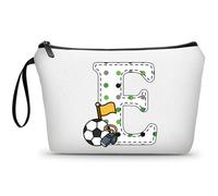ARIOSEY Neceser de maquillaje con inicial pequeña para mujer, profesora, amiga, niña, regalo de graduación, regalo de cumpleaños de fútbol, Soccer