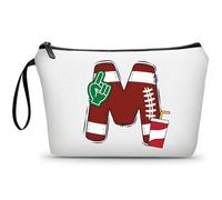 ARIOSEY Neceser de maquillaje con inicial pequeña para mujer, profesora, amiga, niña, regalo de graduación, regalo de cumpleaños de fútbol, Fútbol, Medium (3