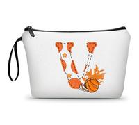 ARIOSEY Neceser de maquillaje con inicial pequeña para mujer, profesora, amiga, niña, regalo de graduación, regalo de cumpleaños de fútbol, Baloncesto