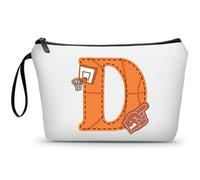 ARIOSEY Neceser de maquillaje con inicial pequeña para mujer, profesora, amiga, niña, regalo de graduación, regalo de cumpleaños de fútbol, Baloncesto, D Taza